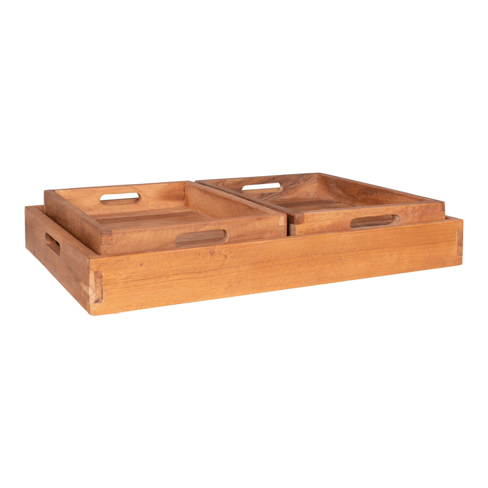 Faro Dienblad - Dienblad, teakhout, naturel set van 3