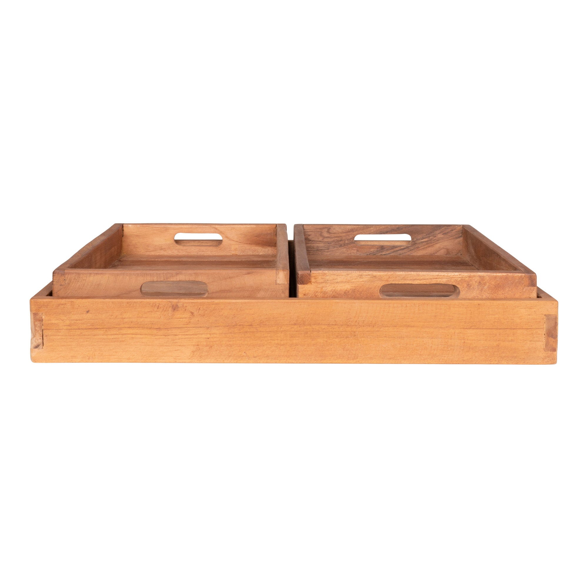 Faro Dienblad - Dienblad, teakhout, naturel set van 3