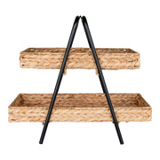 Alfaro Tray - Dienblad, waterhyacint/metaal, zwart/naturel 42x23x43,5 cm