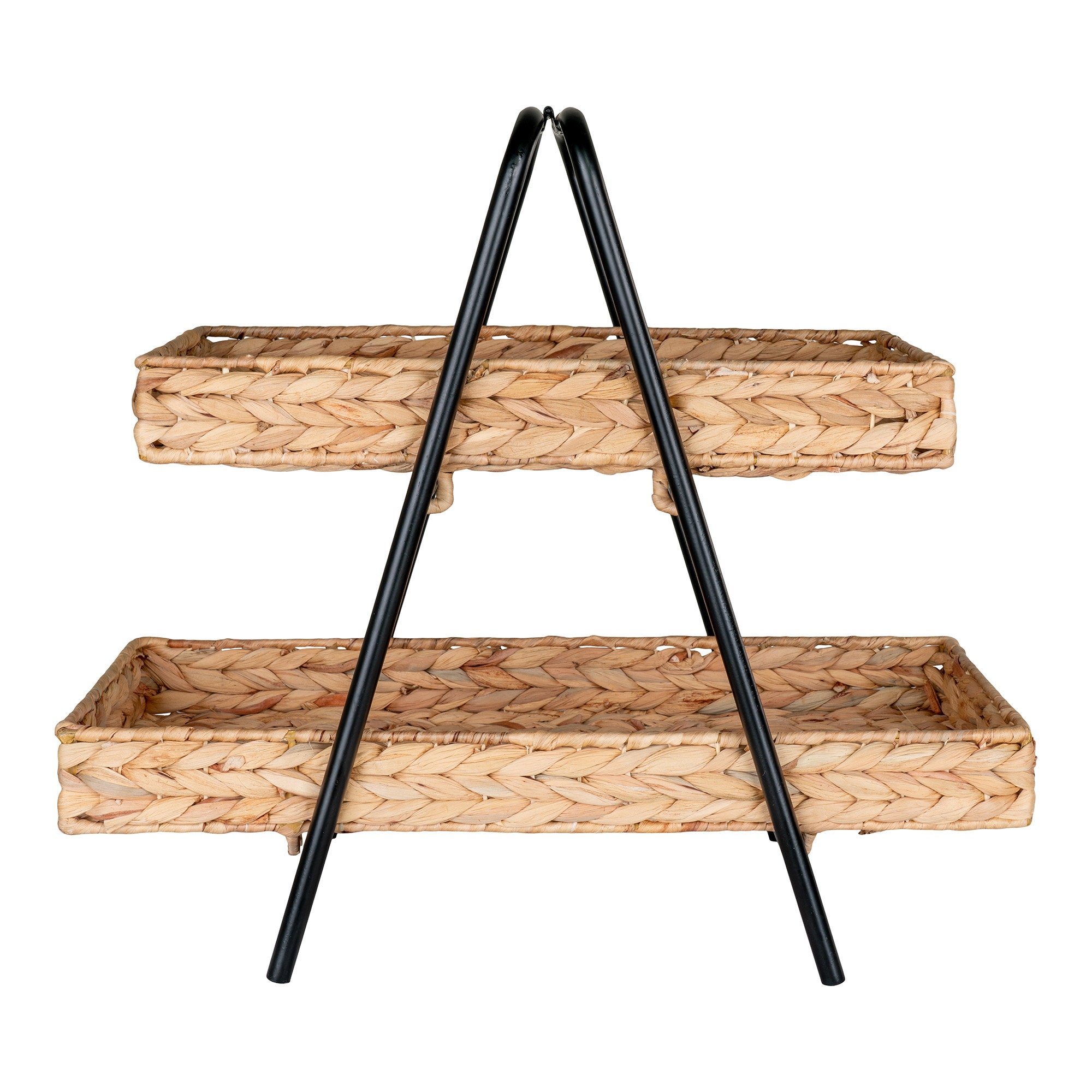 Alfaro Tray - Dienblad, waterhyacint/metaal, zwart/naturel 42x23x43,5 cm