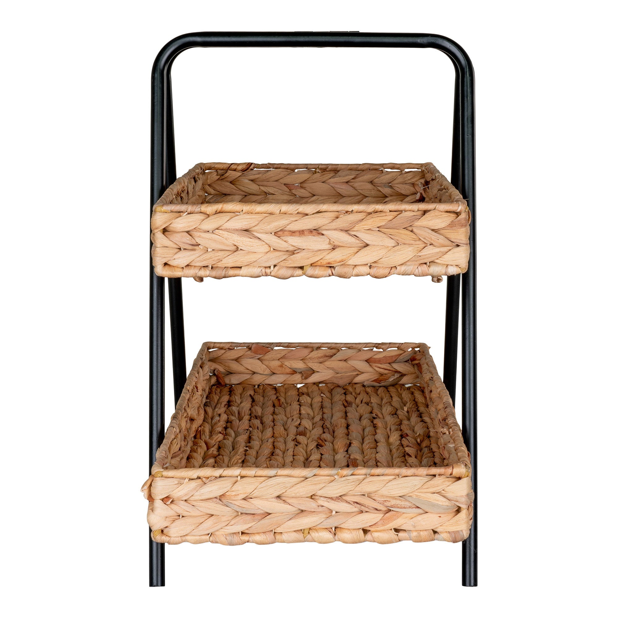 Alfaro Tray - Dienblad, waterhyacint/metaal, zwart/naturel 42x23x43,5 cm