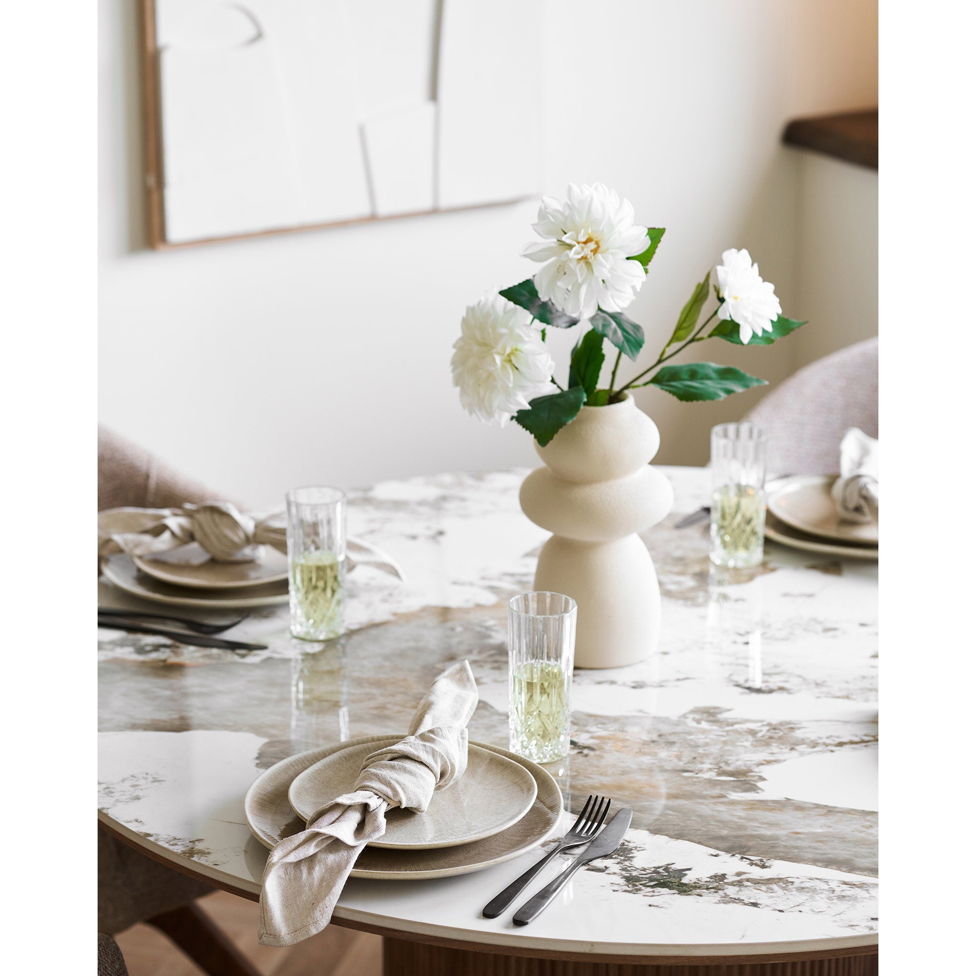 Viola Dinerbord - keramisch dinerbord, beige ø27 cm, set van 4