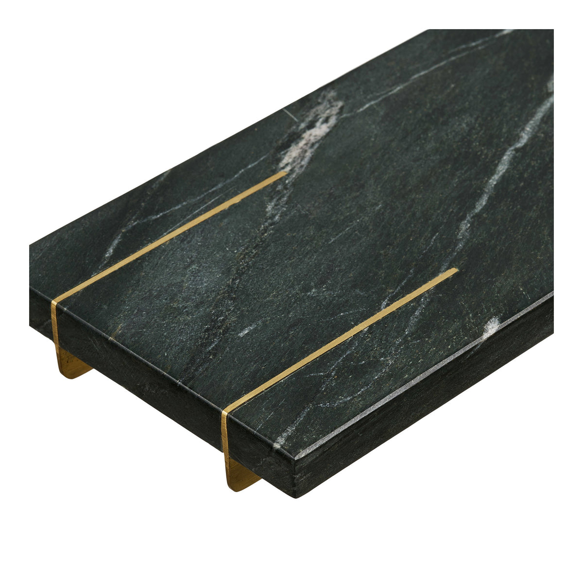 Diu Tray - Dienblad, marmer, zwart/messing 38 x 12,5 cm