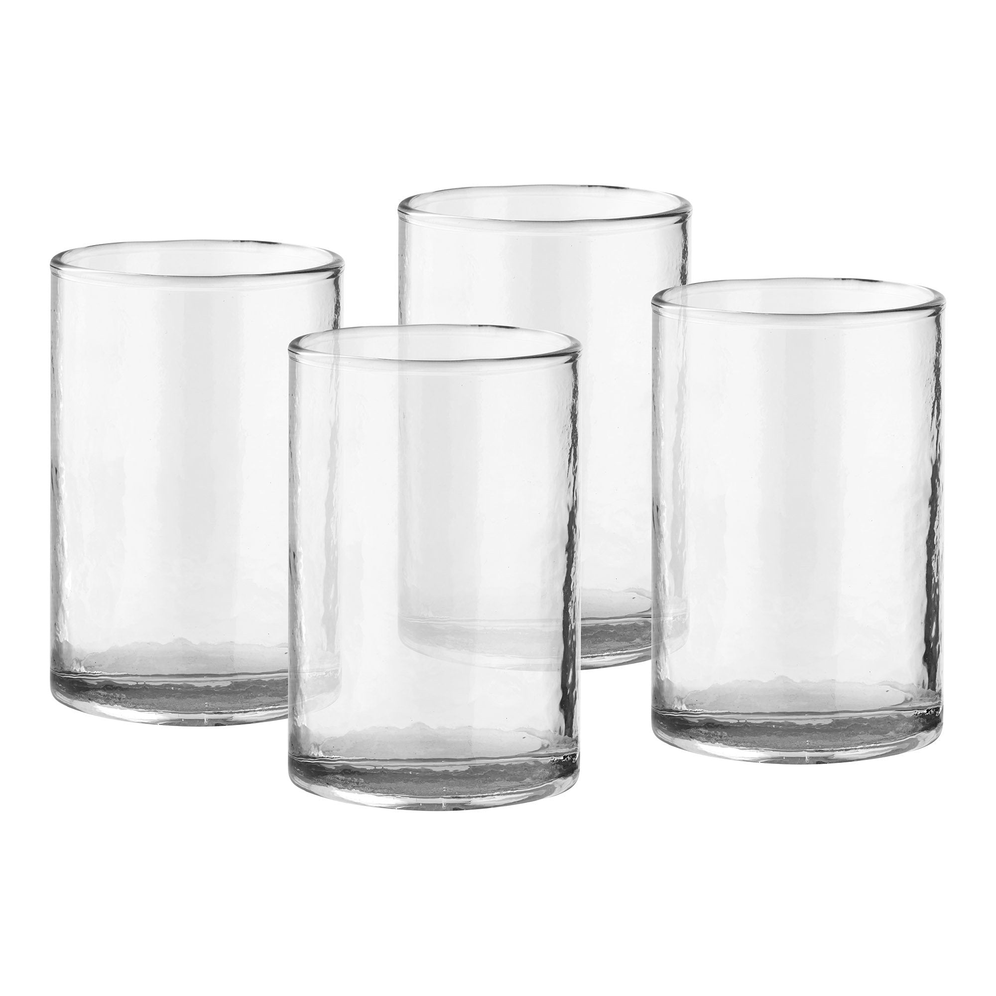 Nalanda Hammared Tumbler - Hammared-tumbler, helder, set van 4 ø7x10 cm