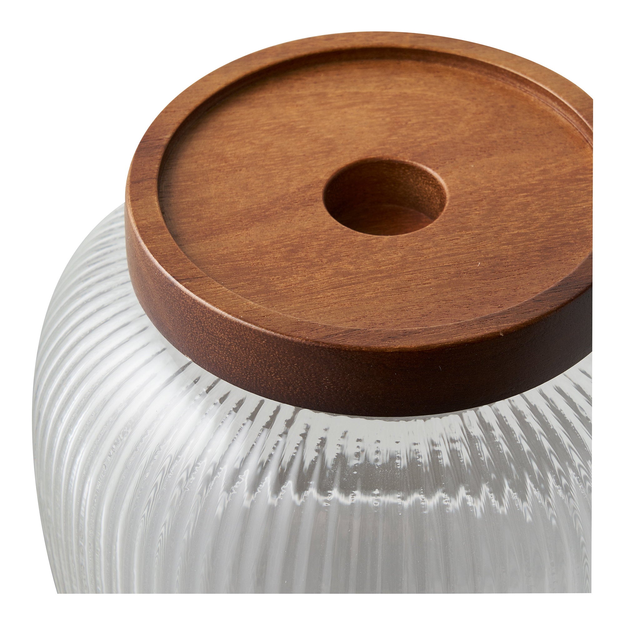 Maya Opbergpot - Opbergpot, glas/acaciahout, set van 2
