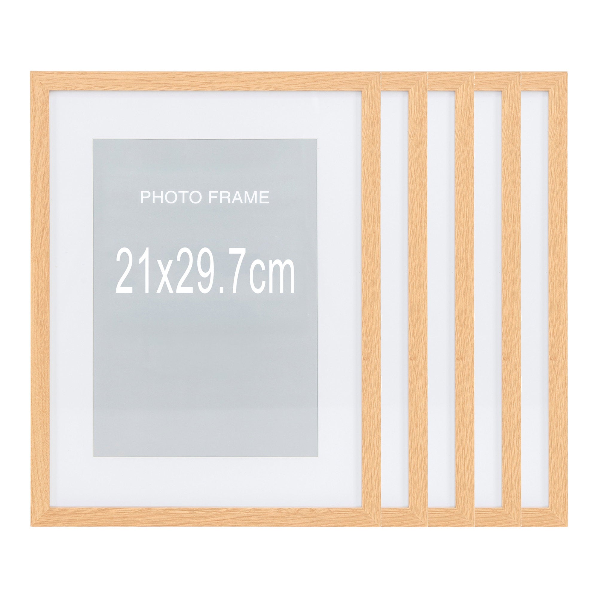 Marbella Frame - Lijst, MDF/glas, naturel, 21 x 29,7 cm, set van 5