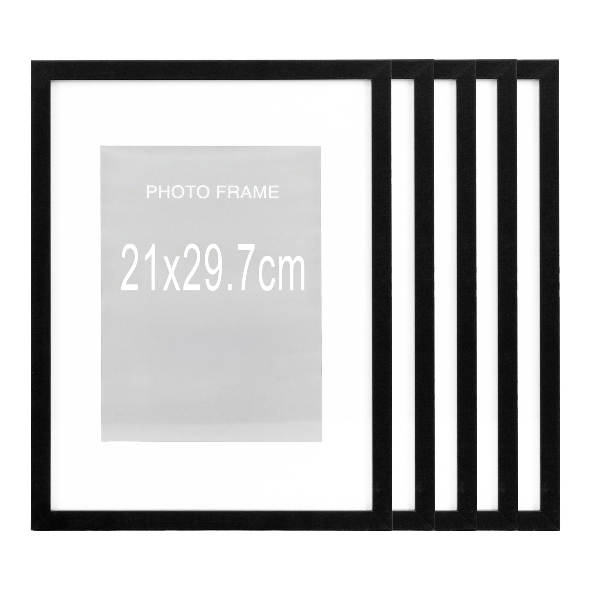 Marbella Frame - Fotolijst, MDF/glas, zwart, 21 x 29,70 cm, set van 5
