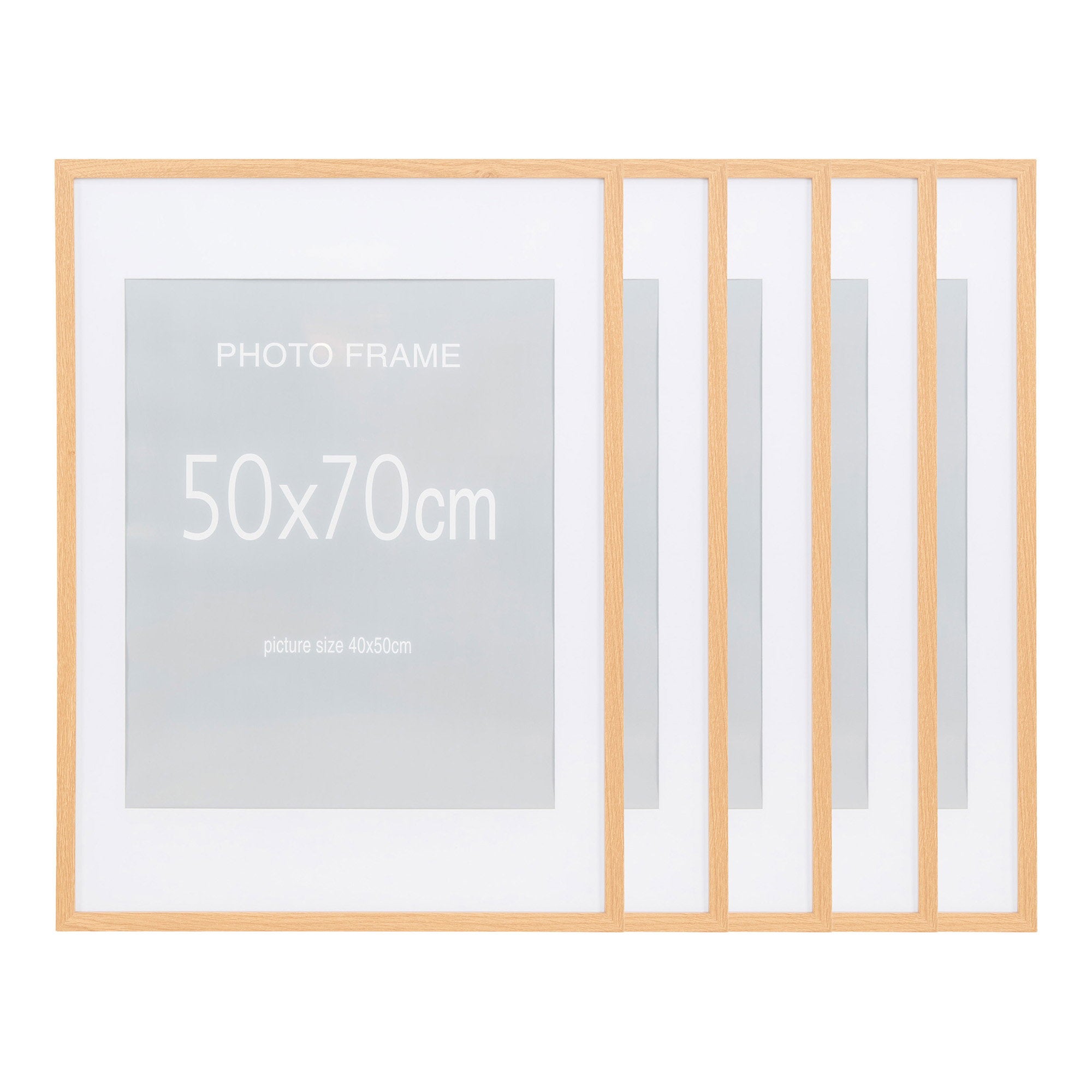 Marbella Frame - lijst, MDF/glas, naturel 50x70 cm, set van 5