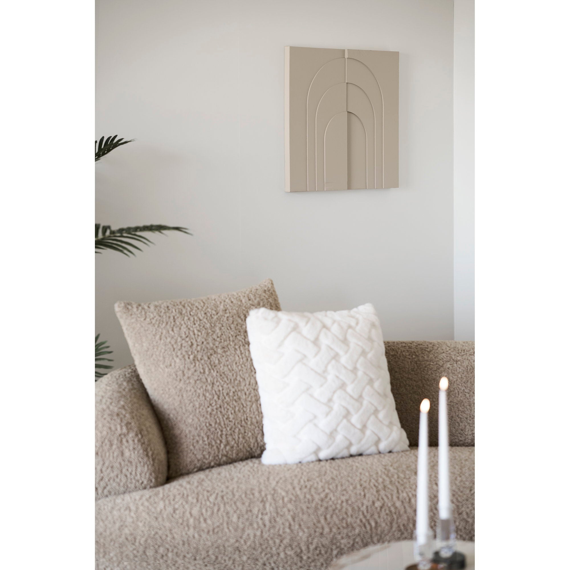 Ina wanddecoratie - reliëf wanddecoratie, beige 60 x 60 cm