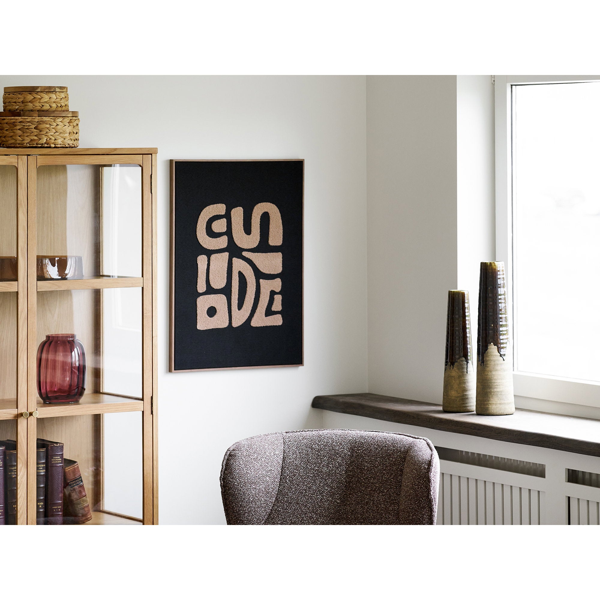 Tine Getufte wanddecoratie - Getufte wanddecoratie, beige/zwart 50x70 cm