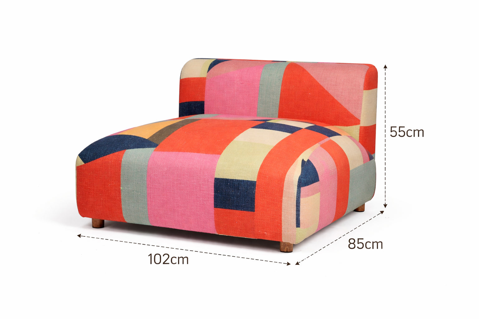 Katoenen vloerdagbed met geometrisch patroon en rugleuning - meerkleurig