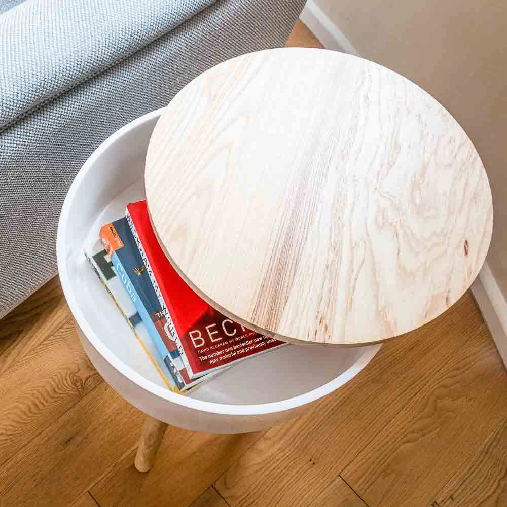 Lund Skittle bijzettafel Ø 34 cm, hoogte 52 cm - Wit