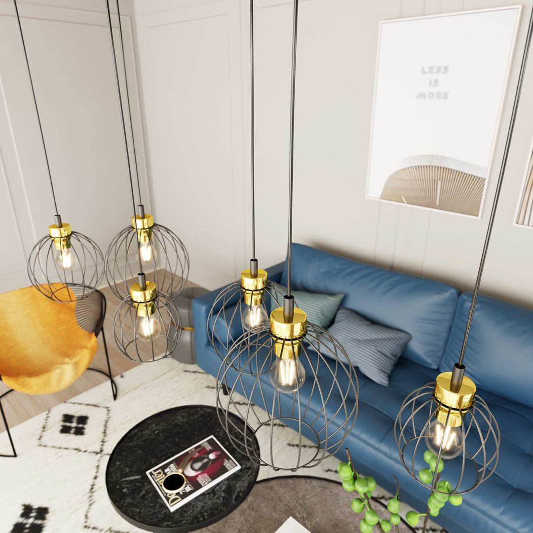 Hanglamp - NANDO 6 BL GOUD