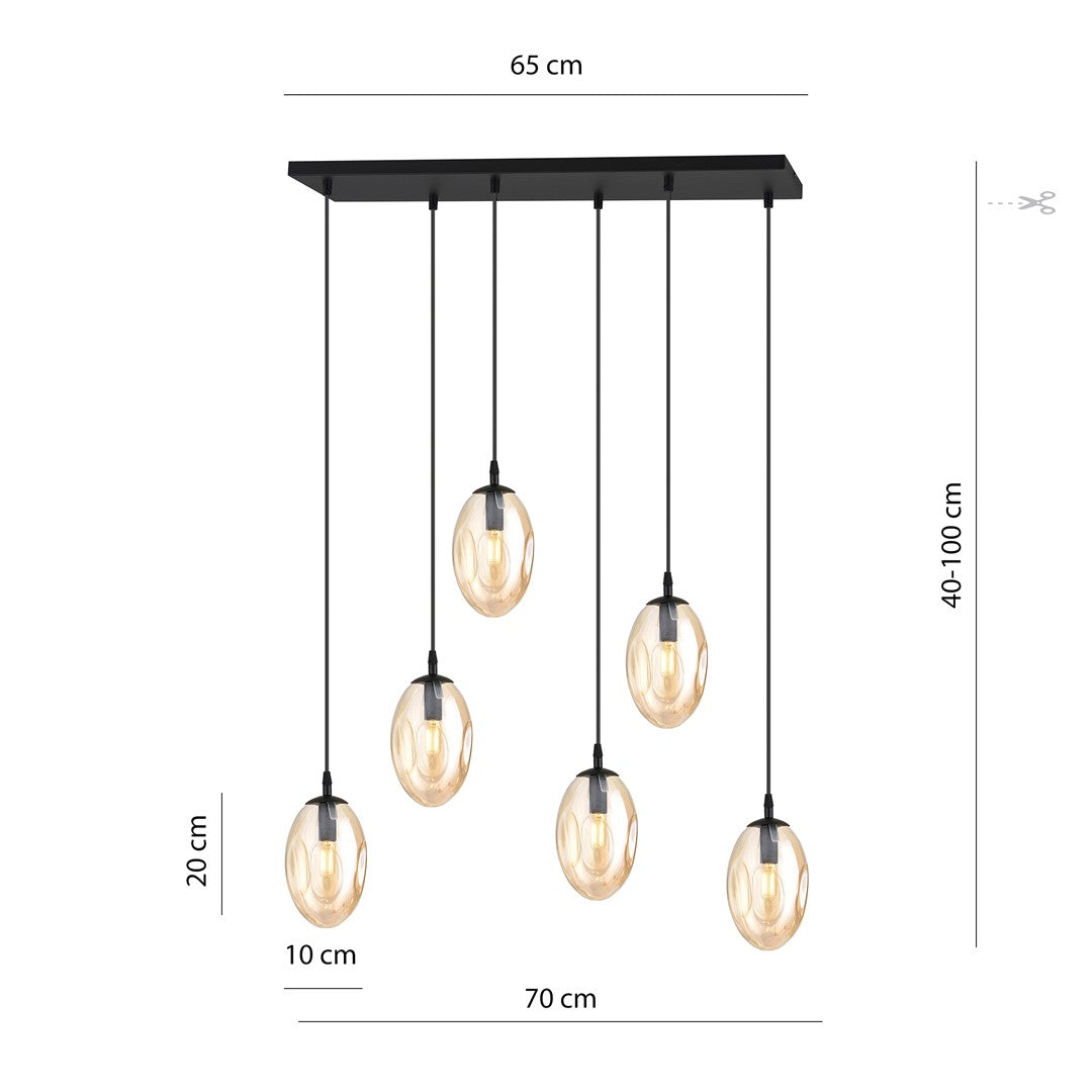 Hanglamp - ASTRAL 6 BL HONINGKLEURIG