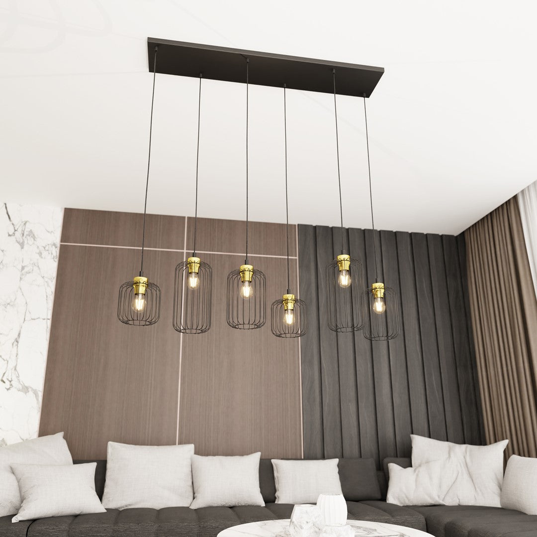 Hanglamp - VANDER 6 BL GOUD