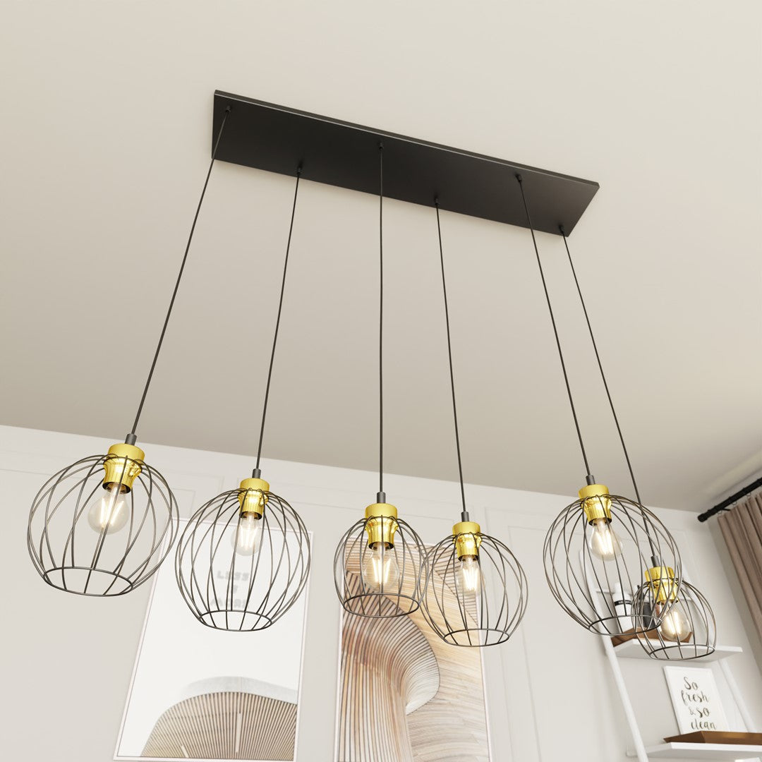 Hanglamp - NANDO 6 BL GOUD