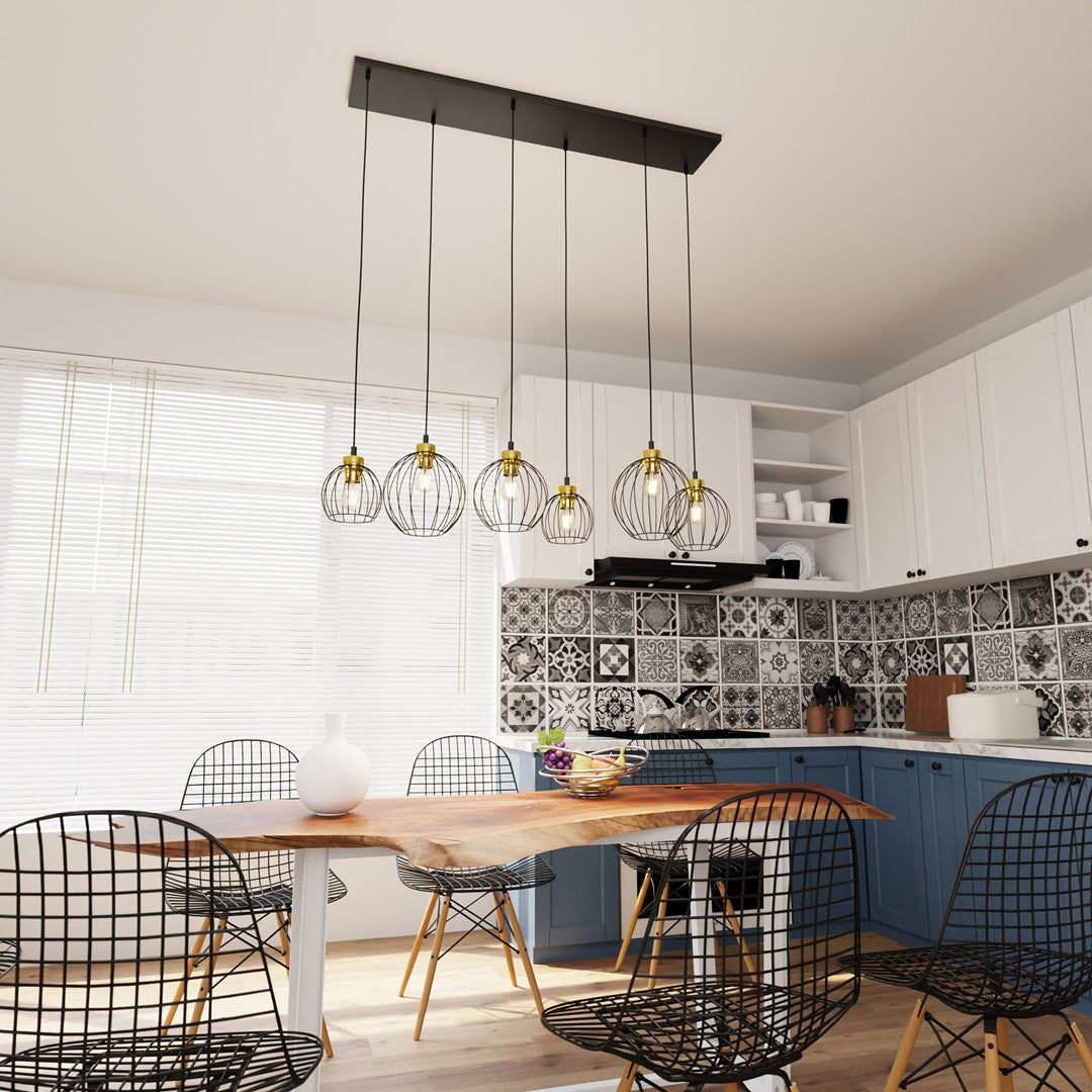 Hanglamp - NANDO 6 BL GOUD