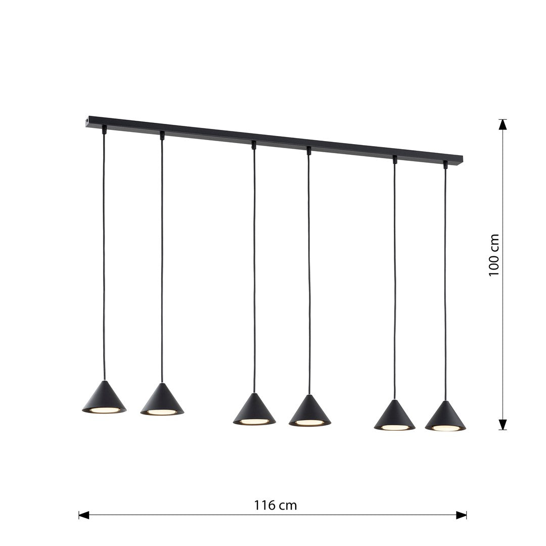 Hanglamp - ELIT 6 ZWART