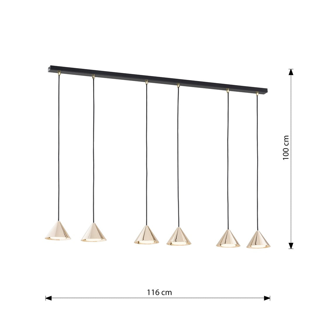 Hanglamp - ELIT 6 BL GOUD