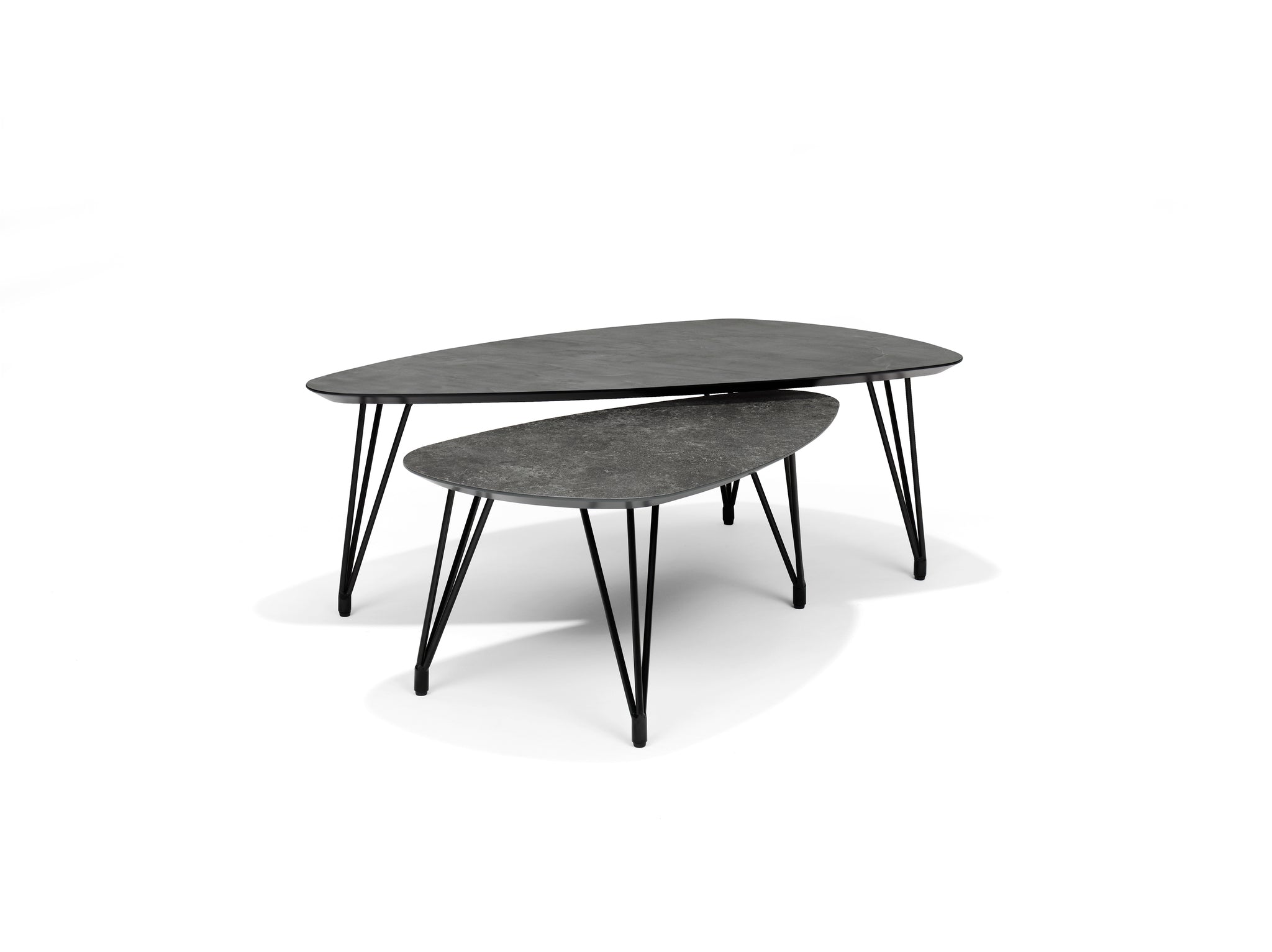 Salontafel SWITCH-TRIO - 95 x 55 cm, niervormig, zwart eiken, 40 cm hoog