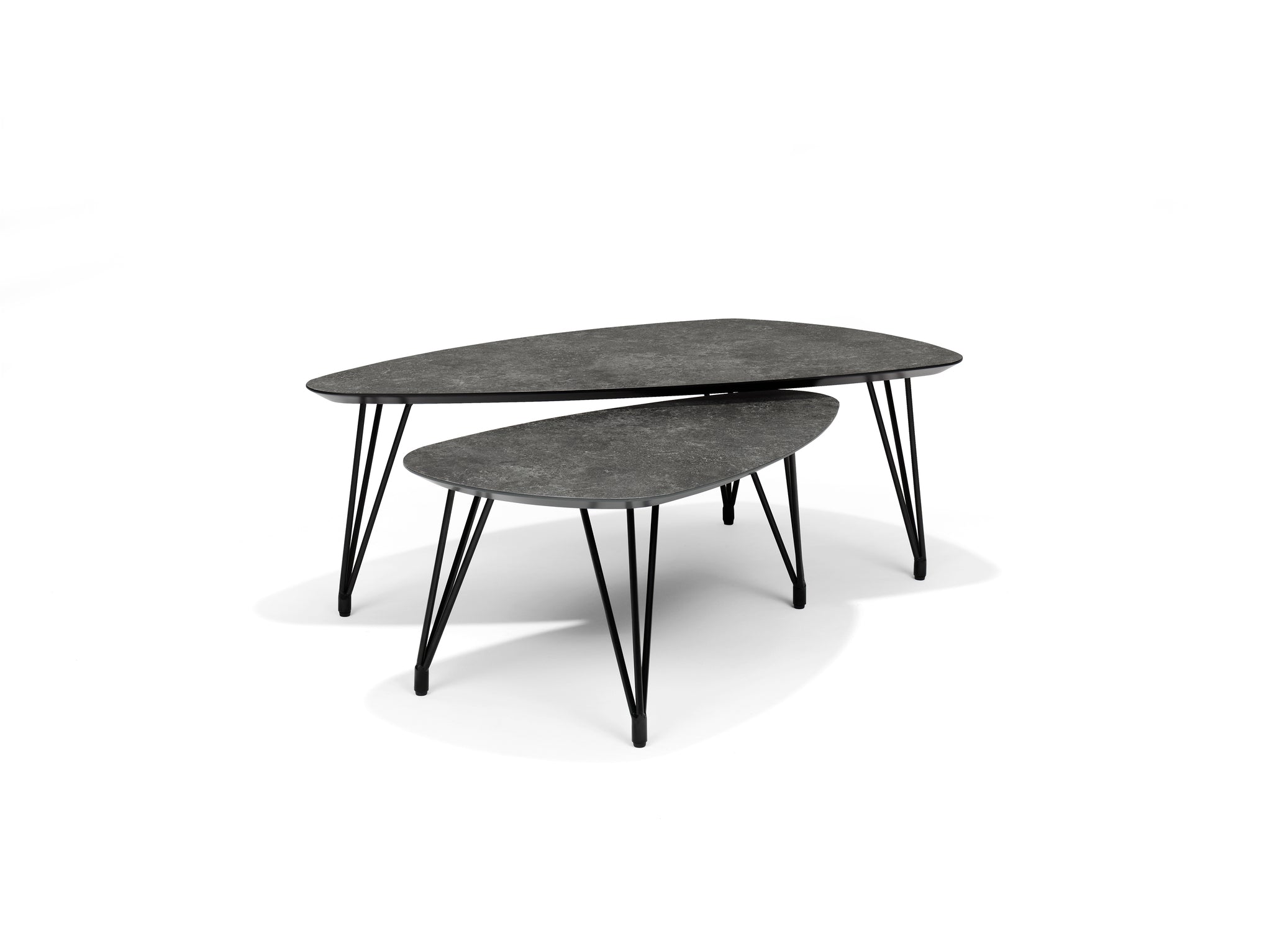 Salontafel SWITCH-TRIO - 130 x 70 cm, niervorm, marmer, 45 cm hoog