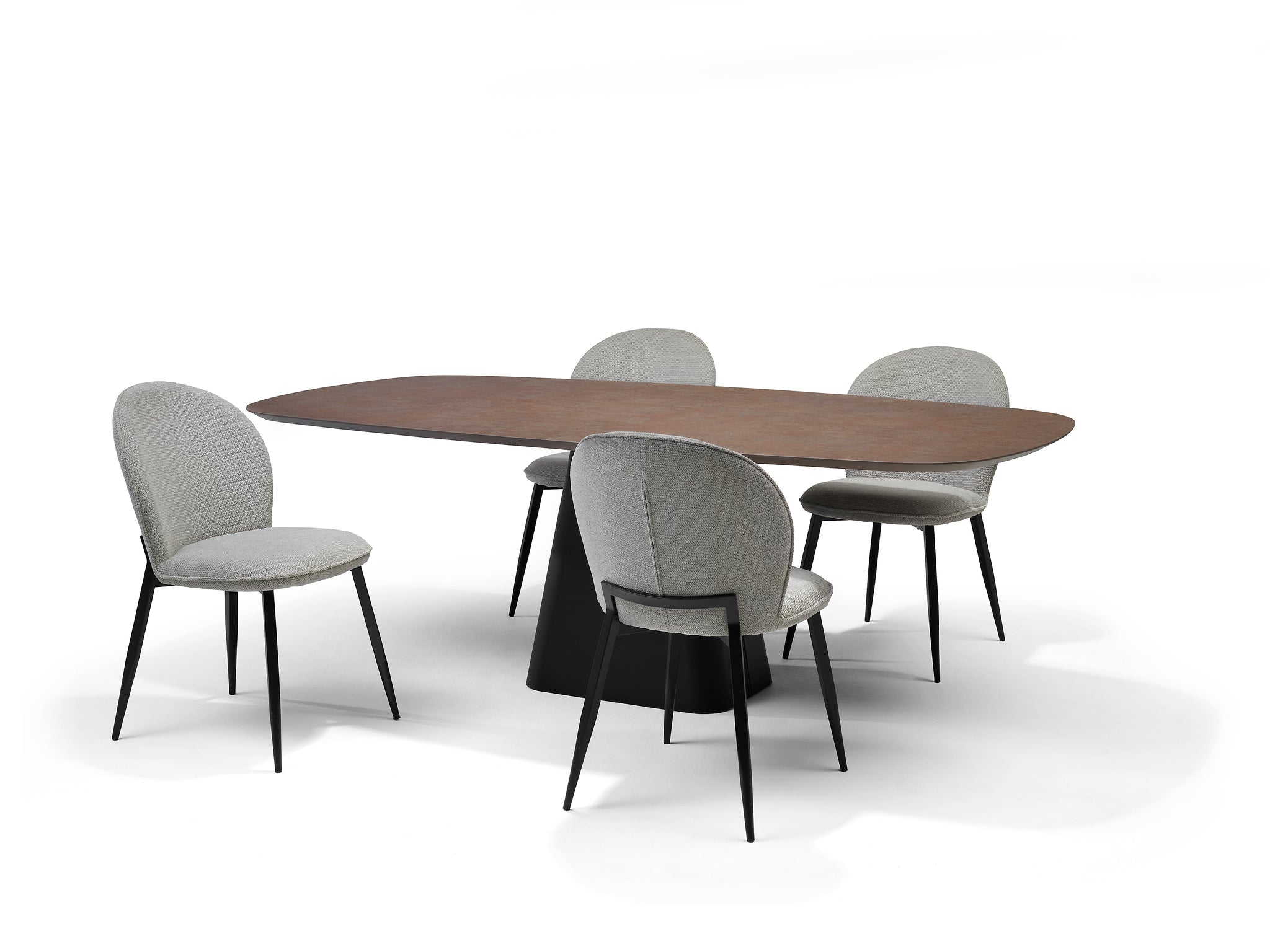 Basis Deense ovale eetkamertafel 220x110 HPL1 Ferro Brons+TM05