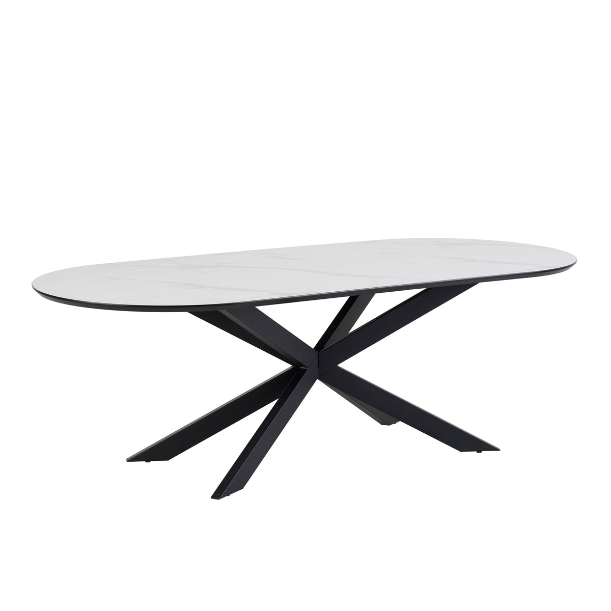 Eettafel Solar 210 x 100 capsulevorm HPL wit marmer 25 mm