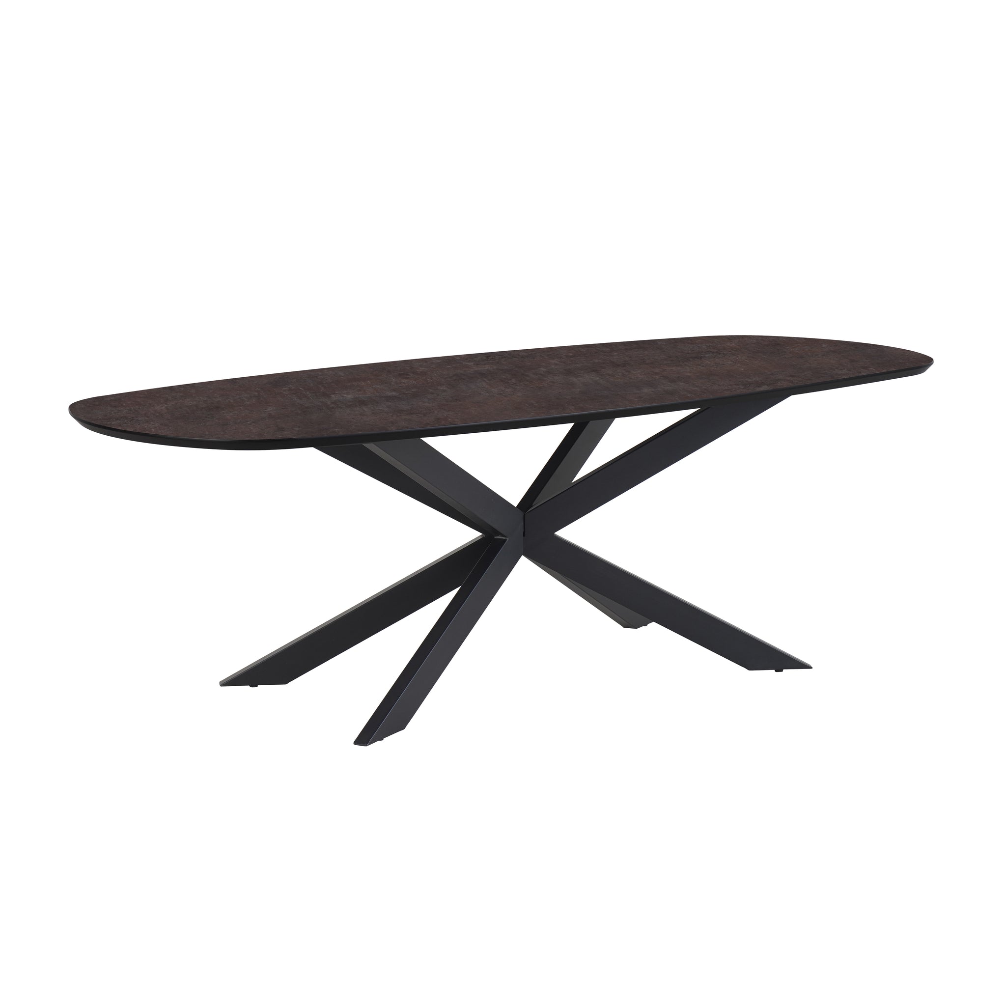 Eettafel Solar 210X100 Deens Ovaal HPL Ferro Lava 25mm