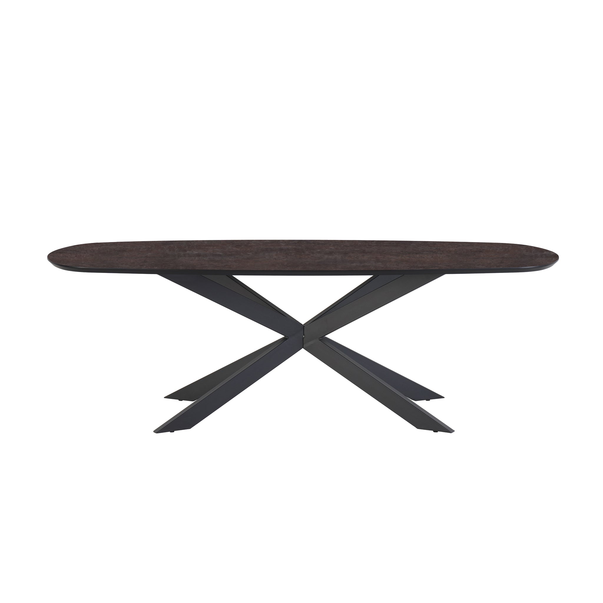 Eettafel Solar 210X100 Deens Ovaal HPL Ferro Lava 25mm