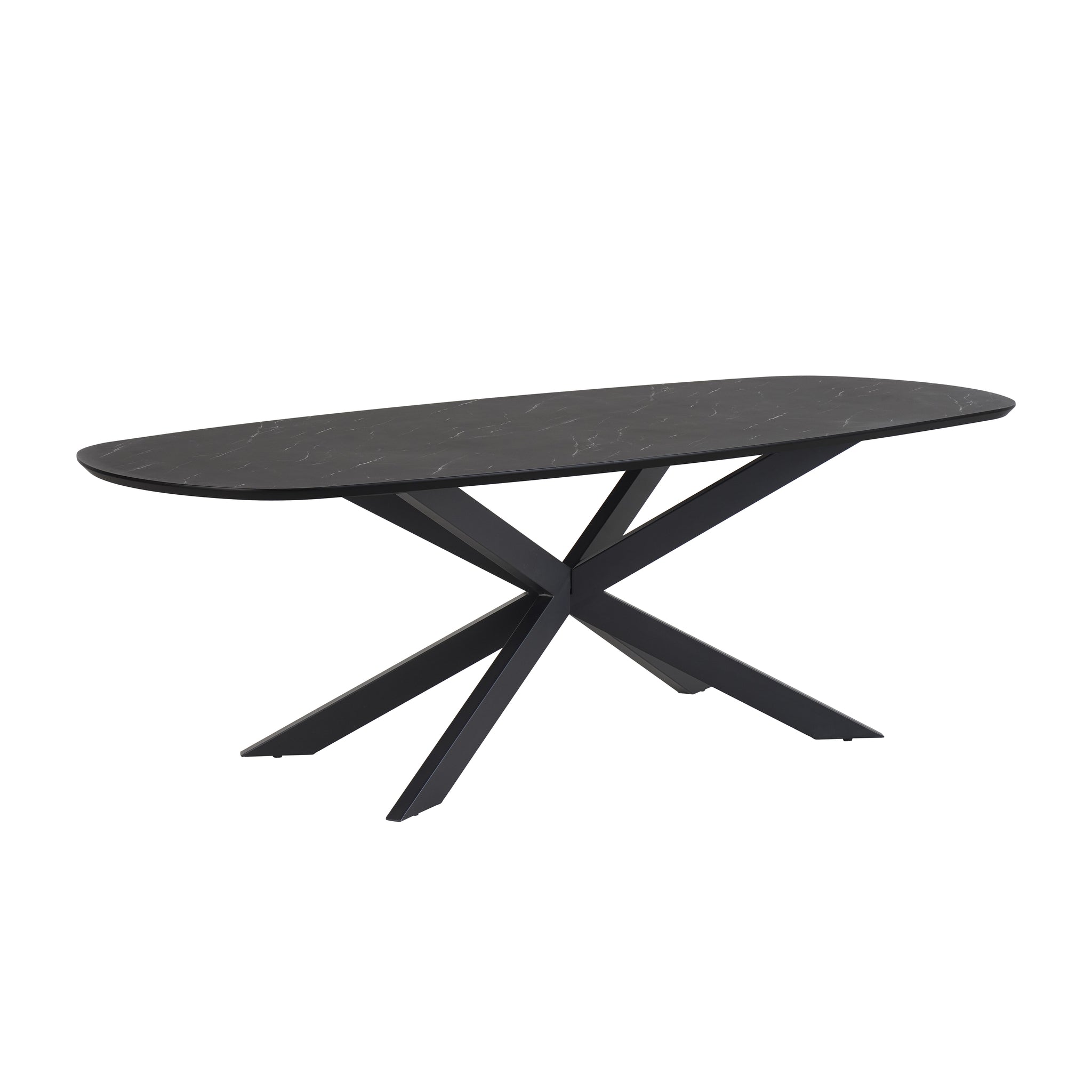 Eettafel Solar 190x100 Deens ovaal HPL zwart marmer 25 mm