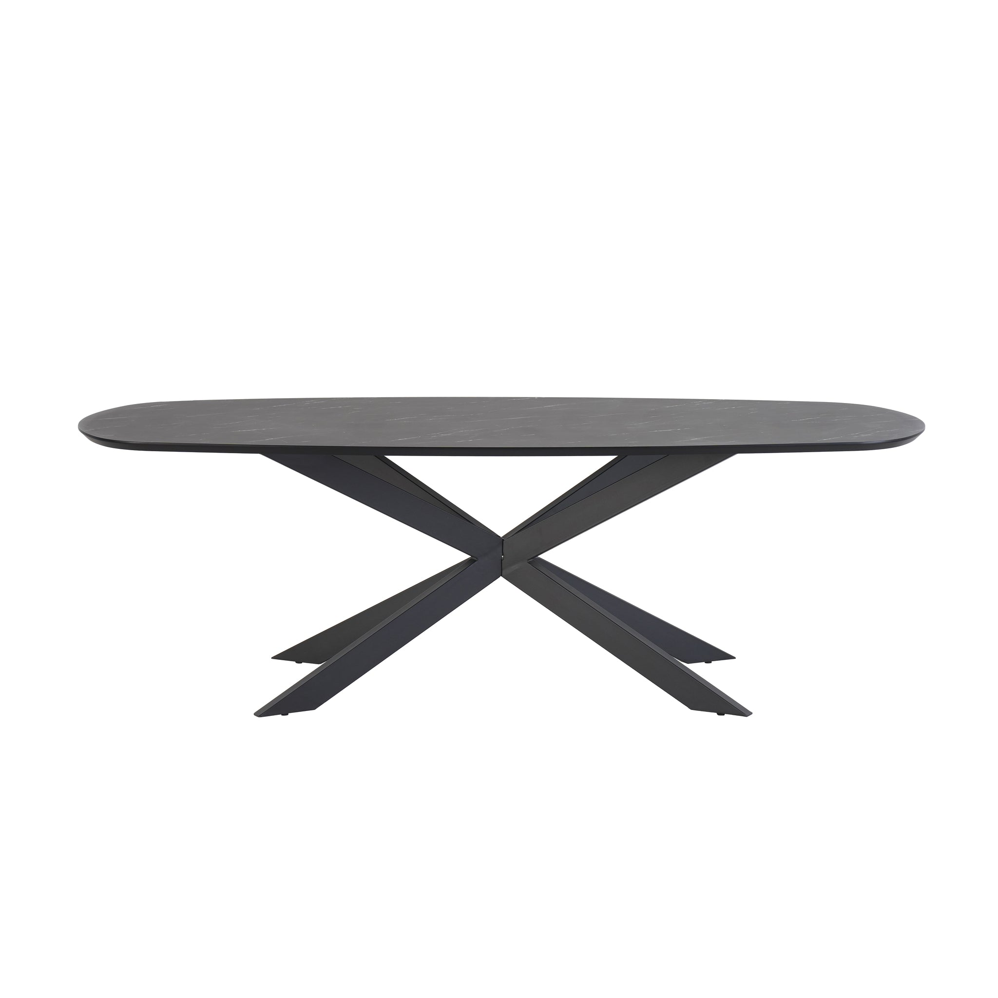 Eettafel Solar 190x100 Deens ovaal HPL zwart marmer 25 mm