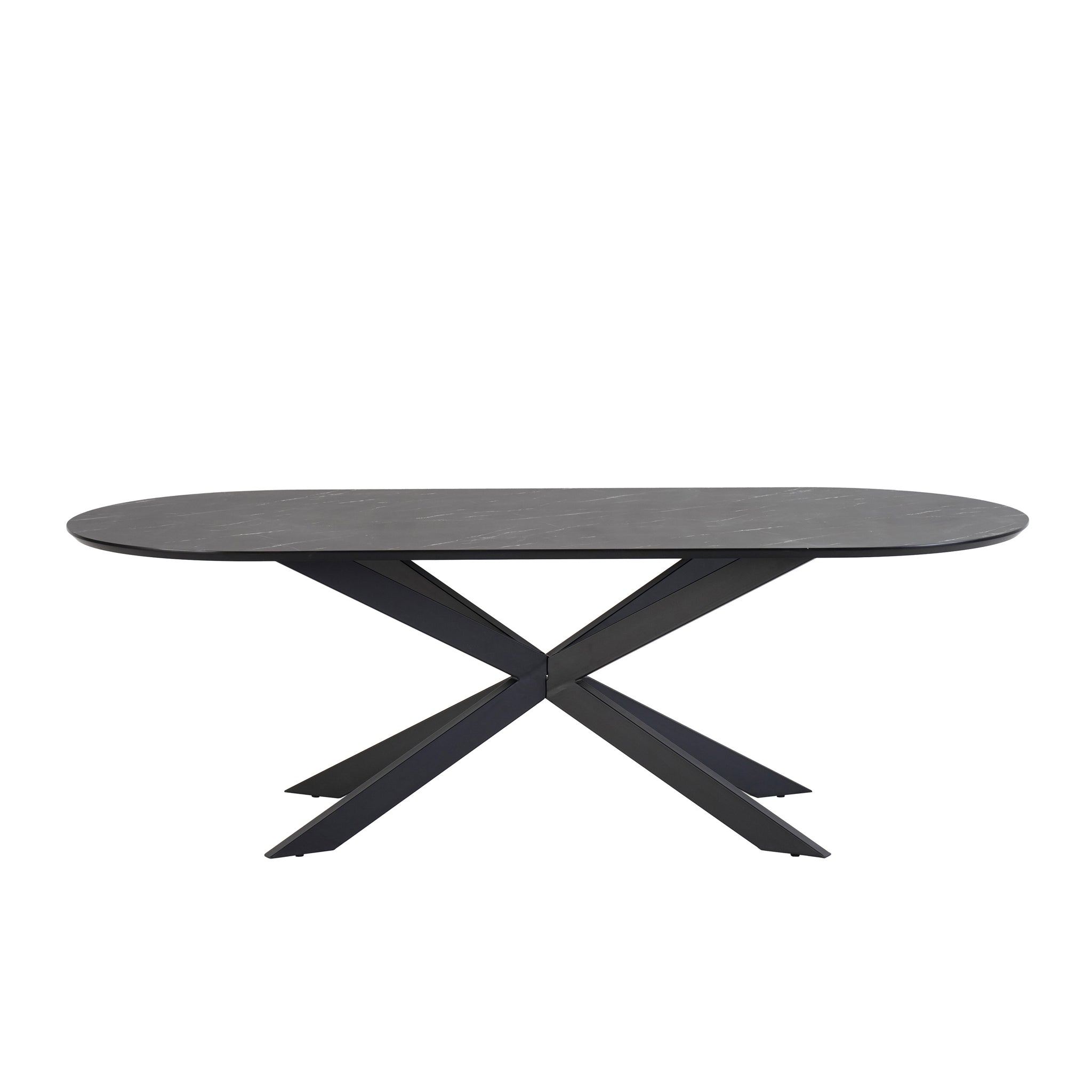 Solar eettafel capsulevorm 190 x 100 MDF+HPL zwart marmer 25 mm