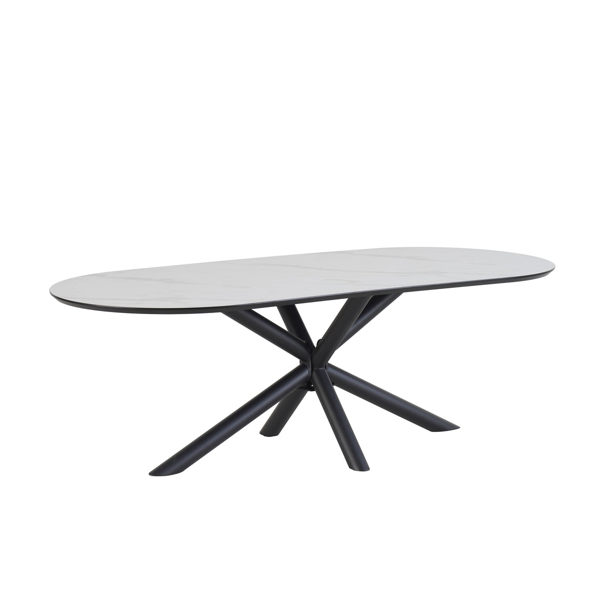Eettafel Sirius 210 x 100 capsulevorm HPL wit marmer 25 mm