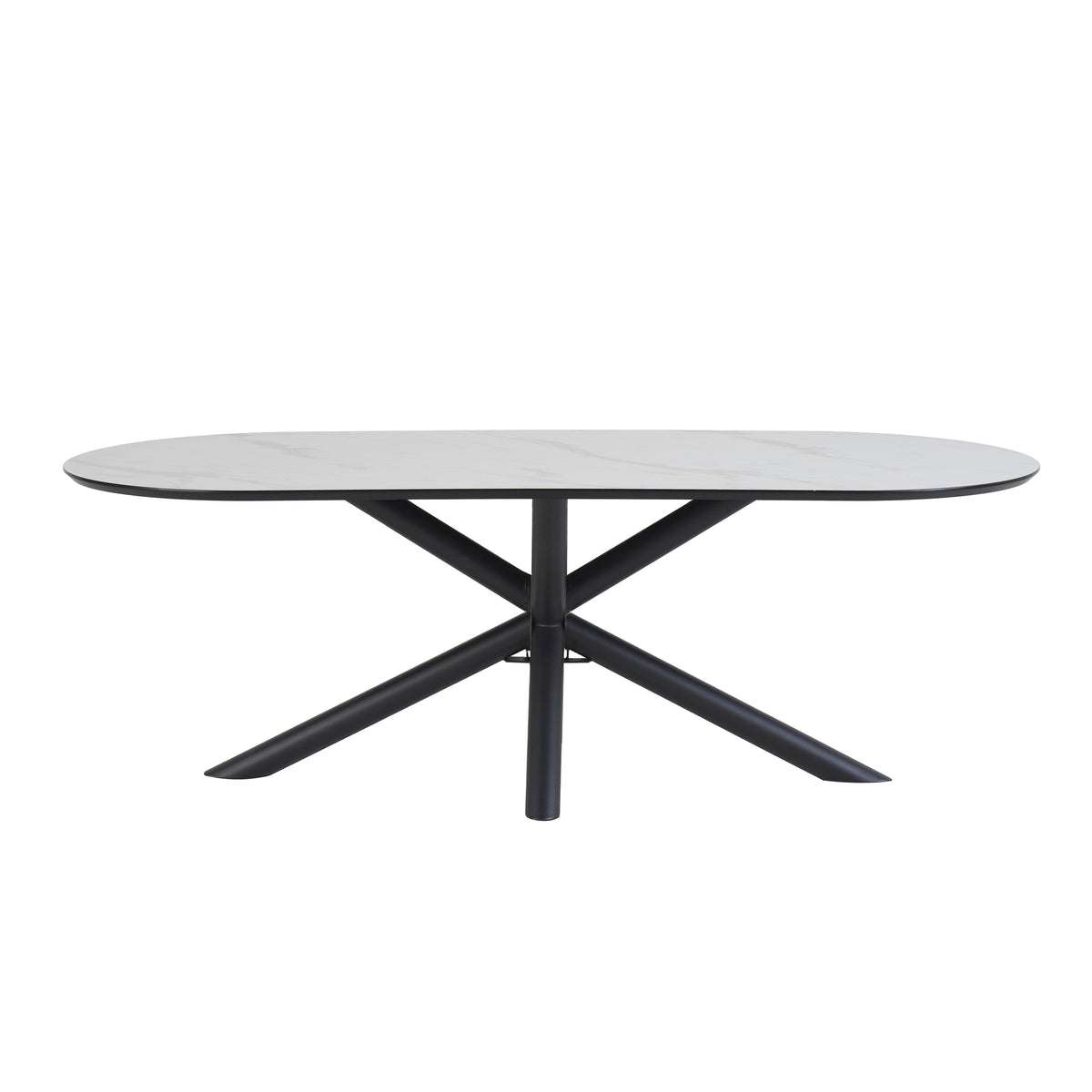 Eettafel Sirius 210 x 100 capsulevorm HPL wit marmer 25 mm