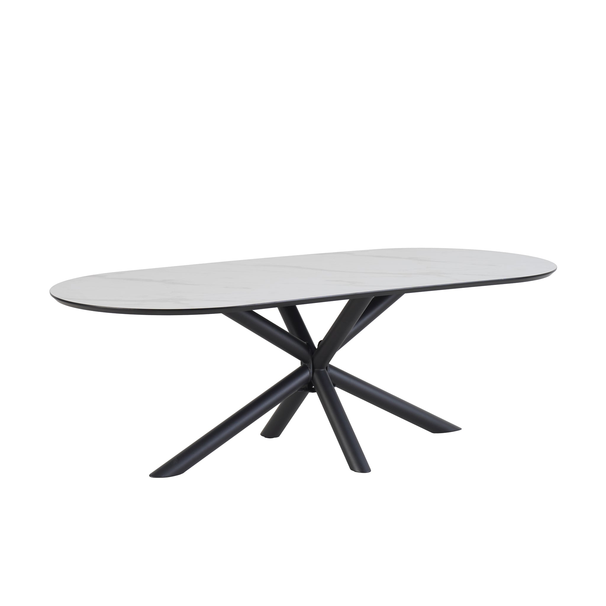 Sirius eettafel capsulevorm 230 x 100 MDF+HPL wit marmer 25 mm