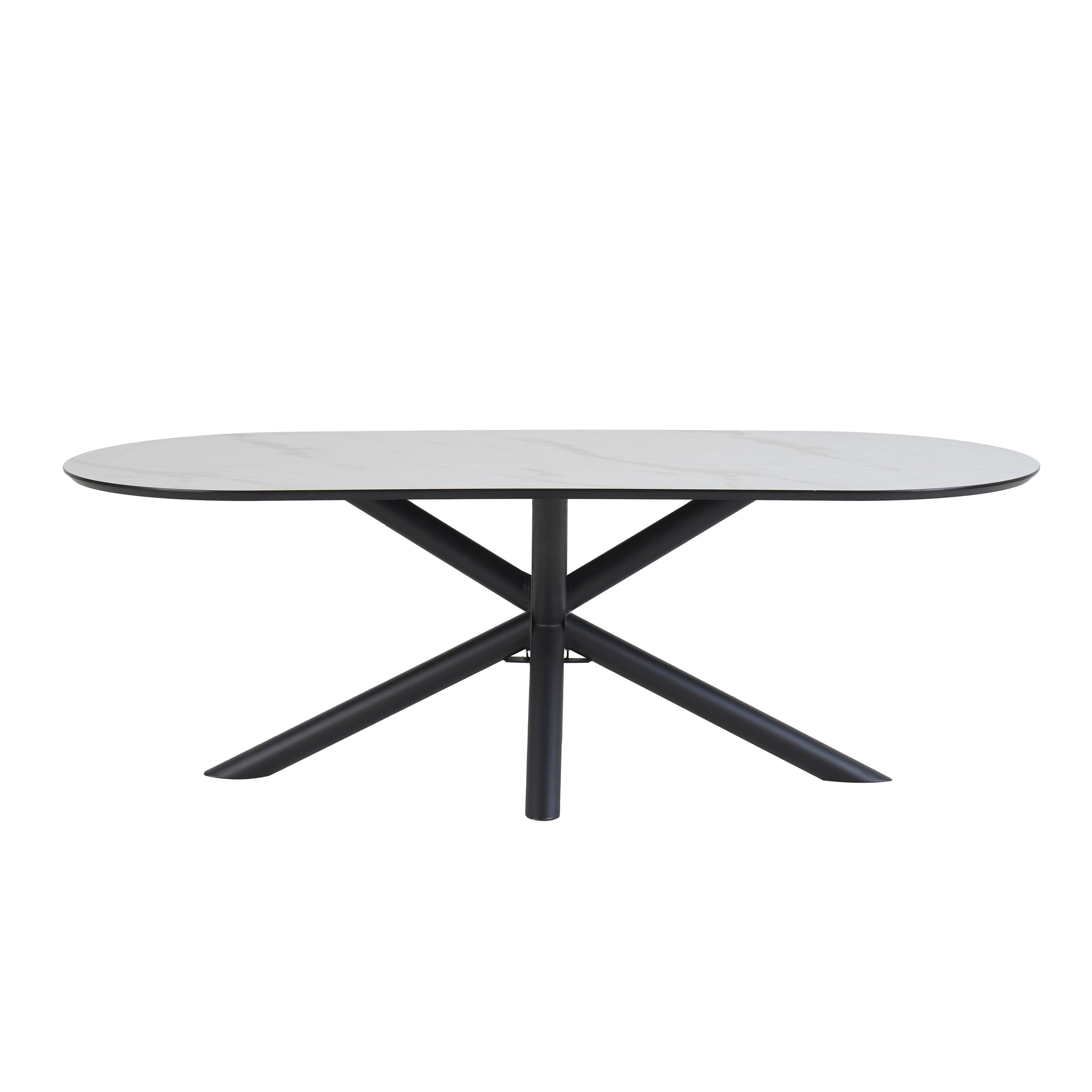 Sirius eettafel capsulevorm 230 x 100 MDF+HPL wit marmer 25 mm