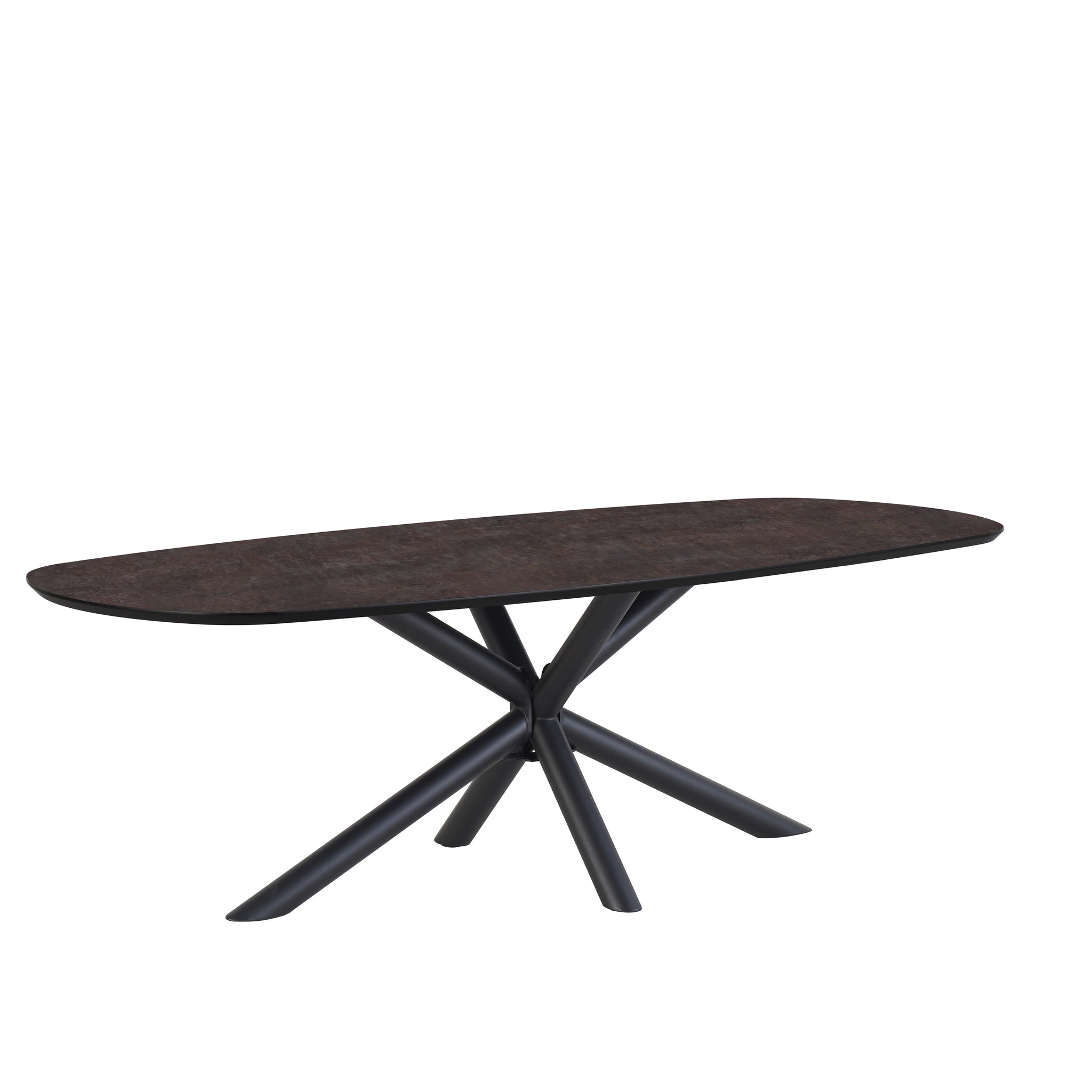 Eettafel Sirius 210 x 100 Deens ovaal HPL Ferro Lava 25 mm