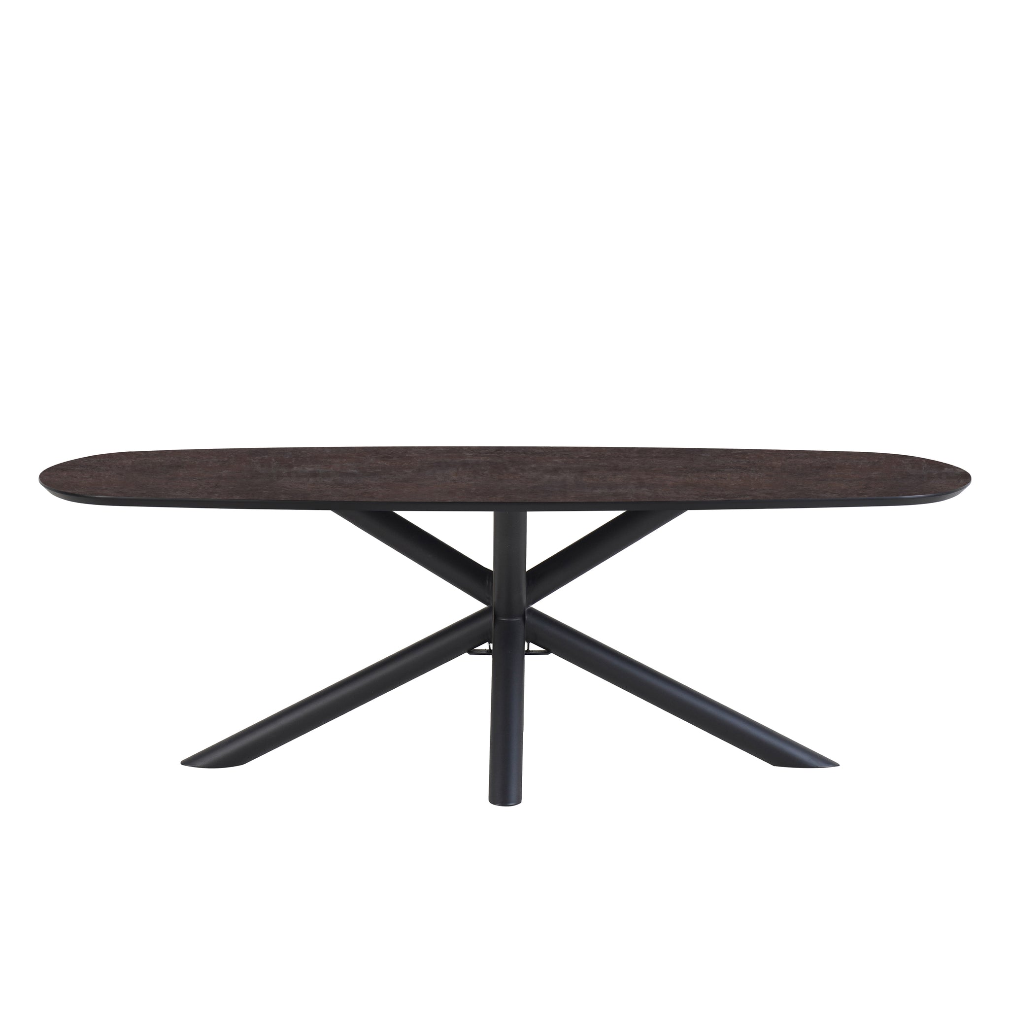 Eettafel Sirius 210 x 100 Deens ovaal HPL Ferro Lava 25 mm
