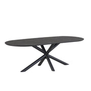 Sirius eettafel in capsulevorm 190 x 100 cm MDF+HPL zwart marmer 25 mm