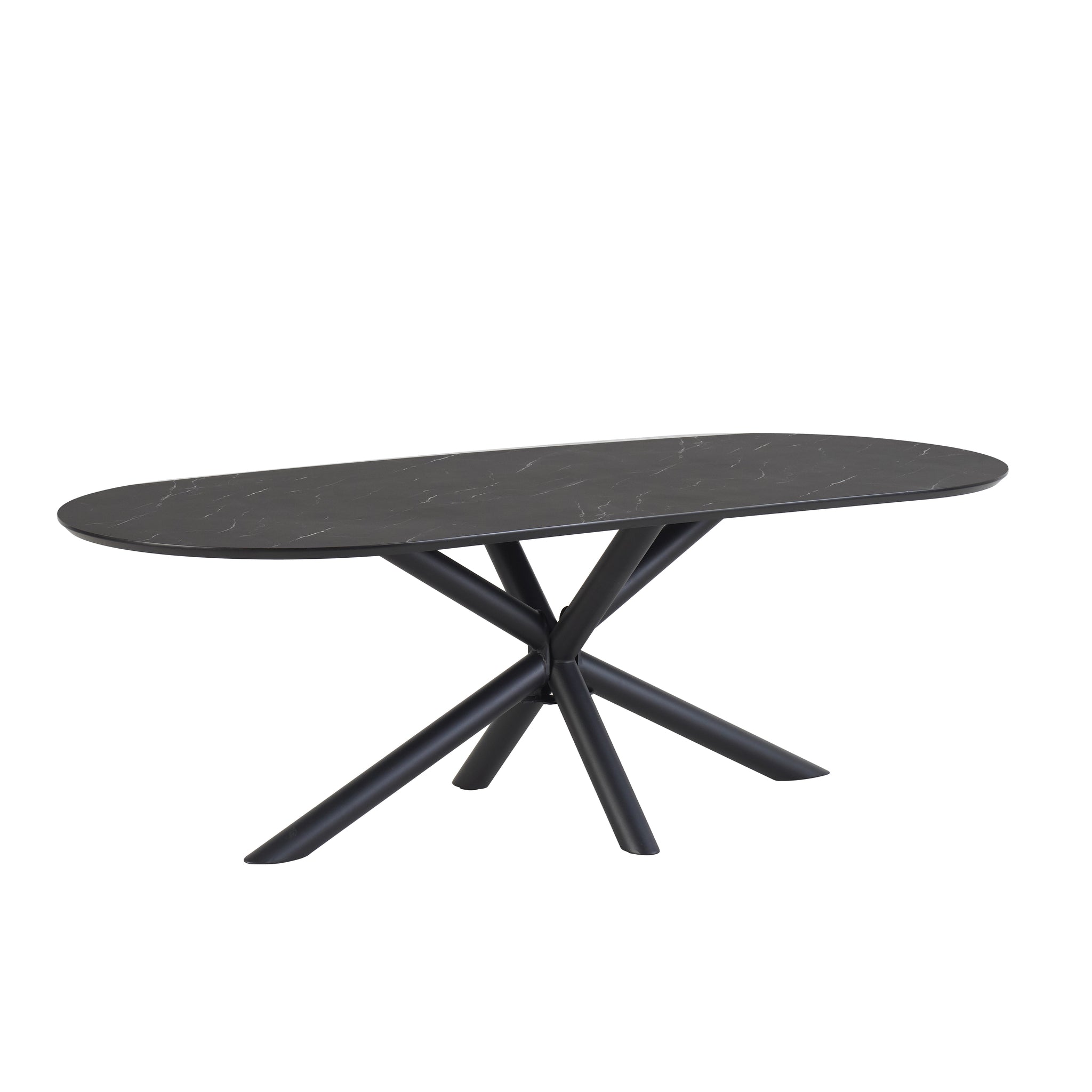 Sirius eettafel in capsulevorm 190 x 100 cm MDF+HPL zwart marmer 25 mm