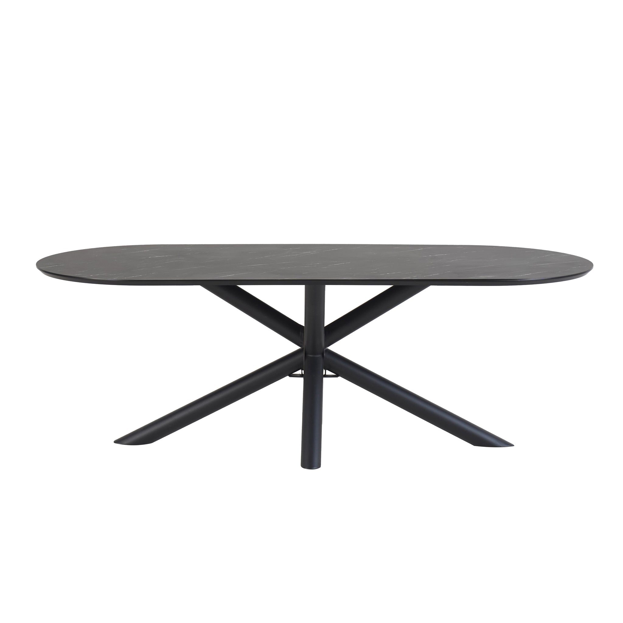 Eettafel Sirius 230X100 Capsulevorm HPL Zwart Marmer 25mm