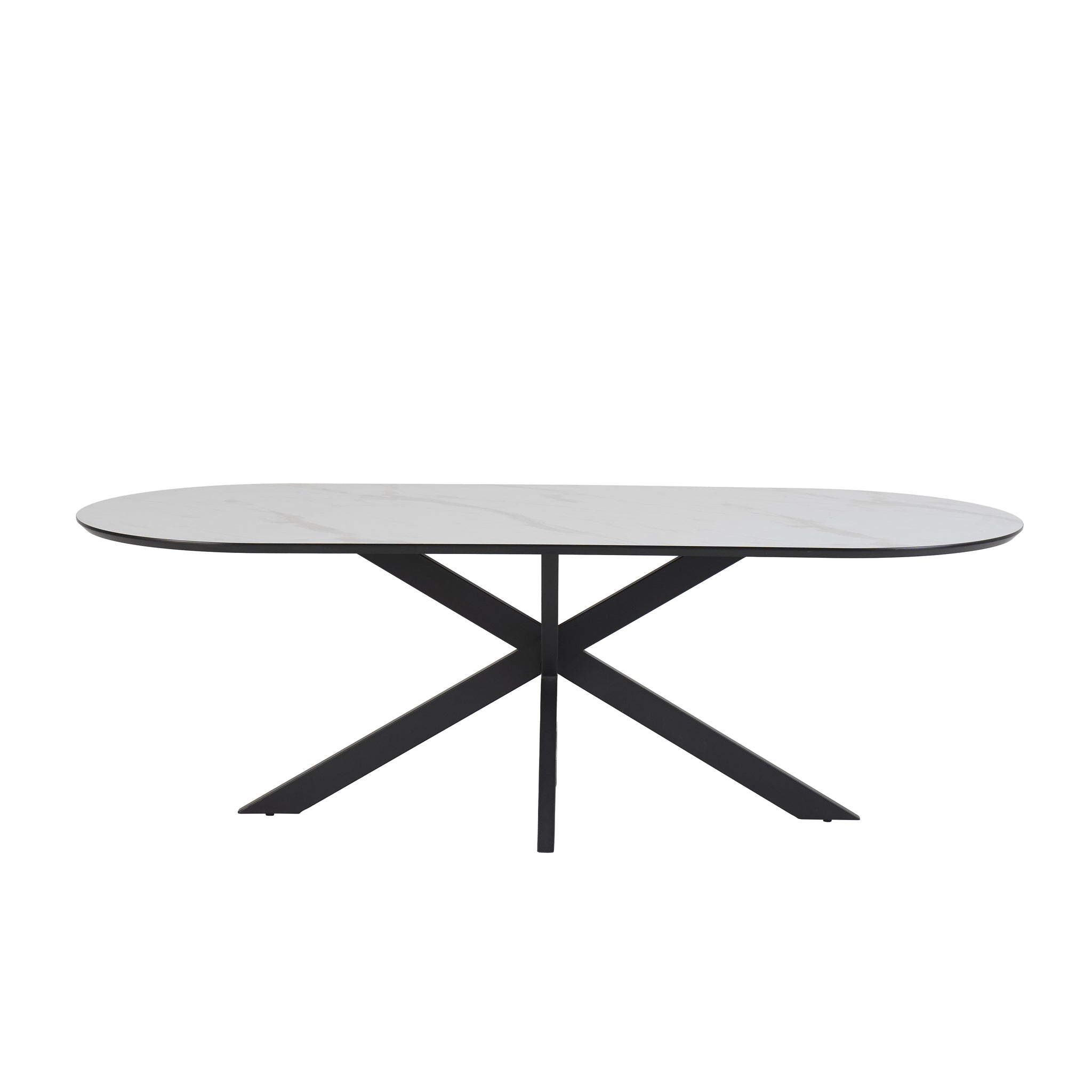 Star eetkamertafel capsulevorm 230 x 100 MDF+HPL wit marmer 25 mm