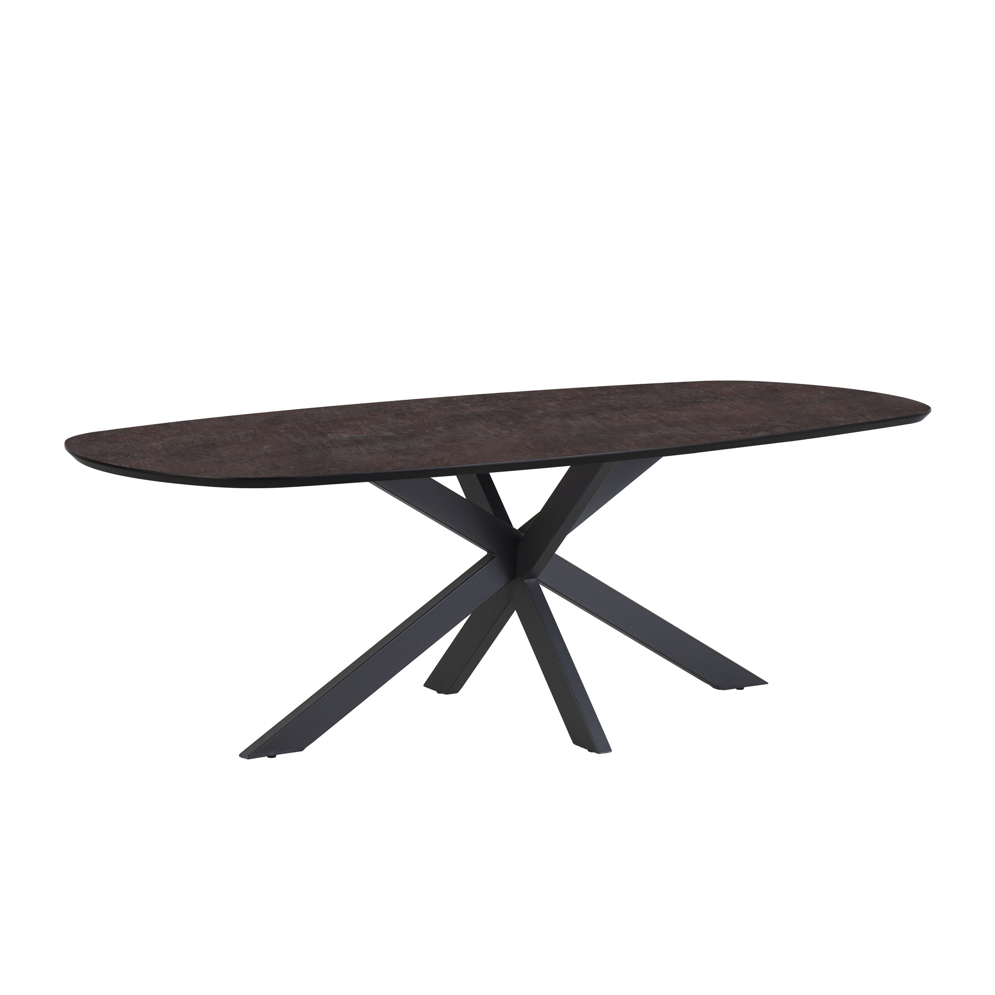 Eettafel Star 210x100 Deens ovaal HPL Ferro Lava 25 mm