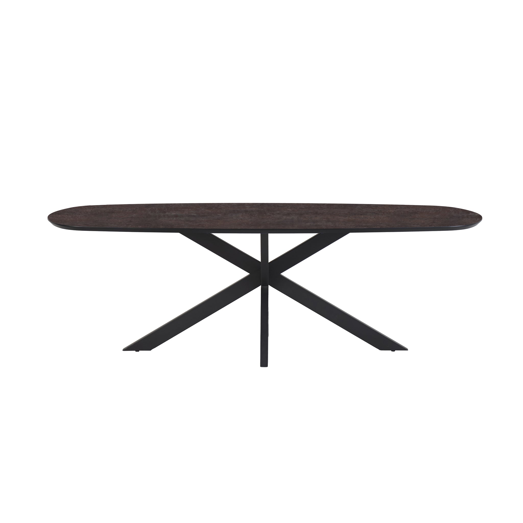 Eettafel Star 210x100 Deens ovaal HPL Ferro Lava 25 mm