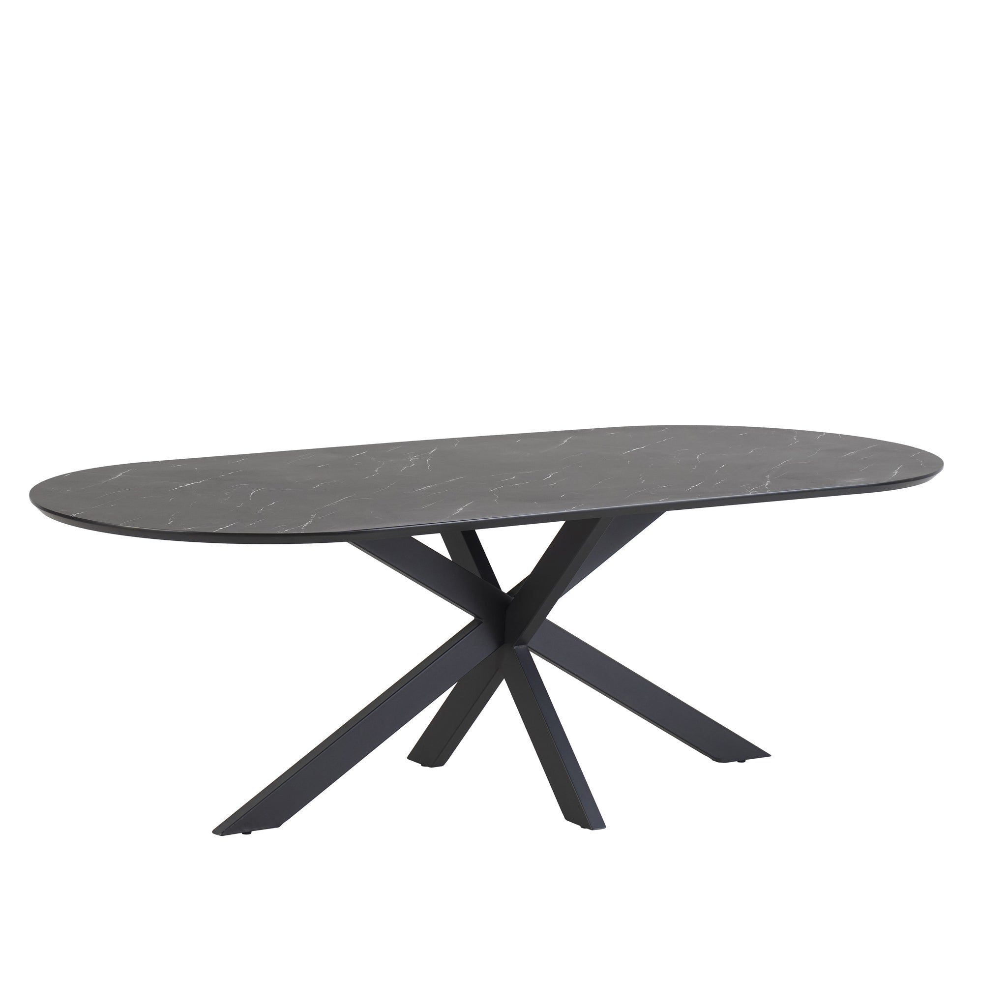Star eetkamertafel capsulevorm 190 x 100 MDF+HPL zwart marmer 25 mm
