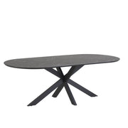 Eettafel Star 210X100 Capsulevorm HPL Zwart Marmer 25mm
