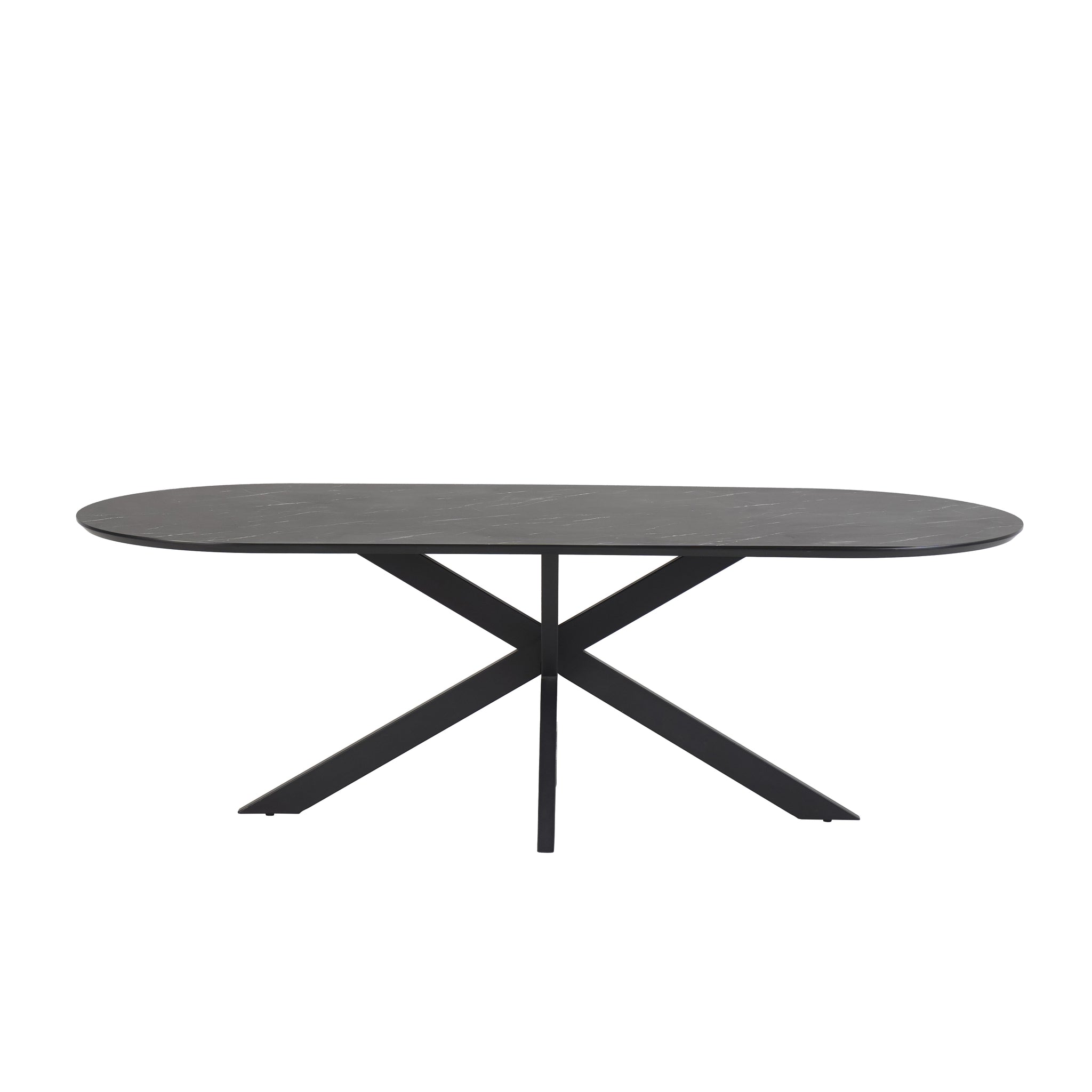 Eettafel Star 210X100 Capsulevorm HPL Zwart Marmer 25mm