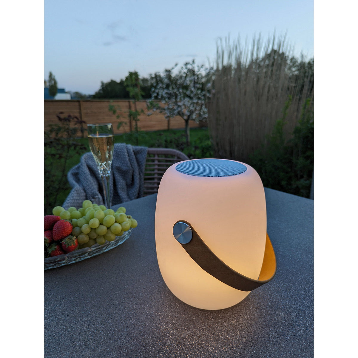 Cardiff LED-lamp - met draagriem, Bluetooth-luidspreker, oplaadbaar, wit