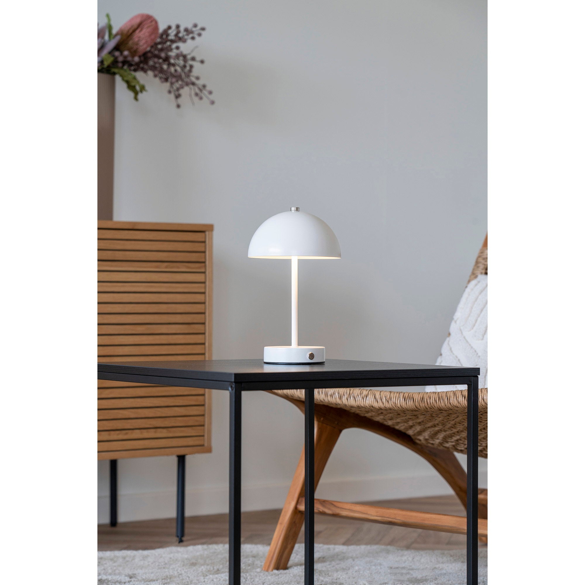 Holt tafellamp - oplaadbare tafellamp, metaal, wit/staal