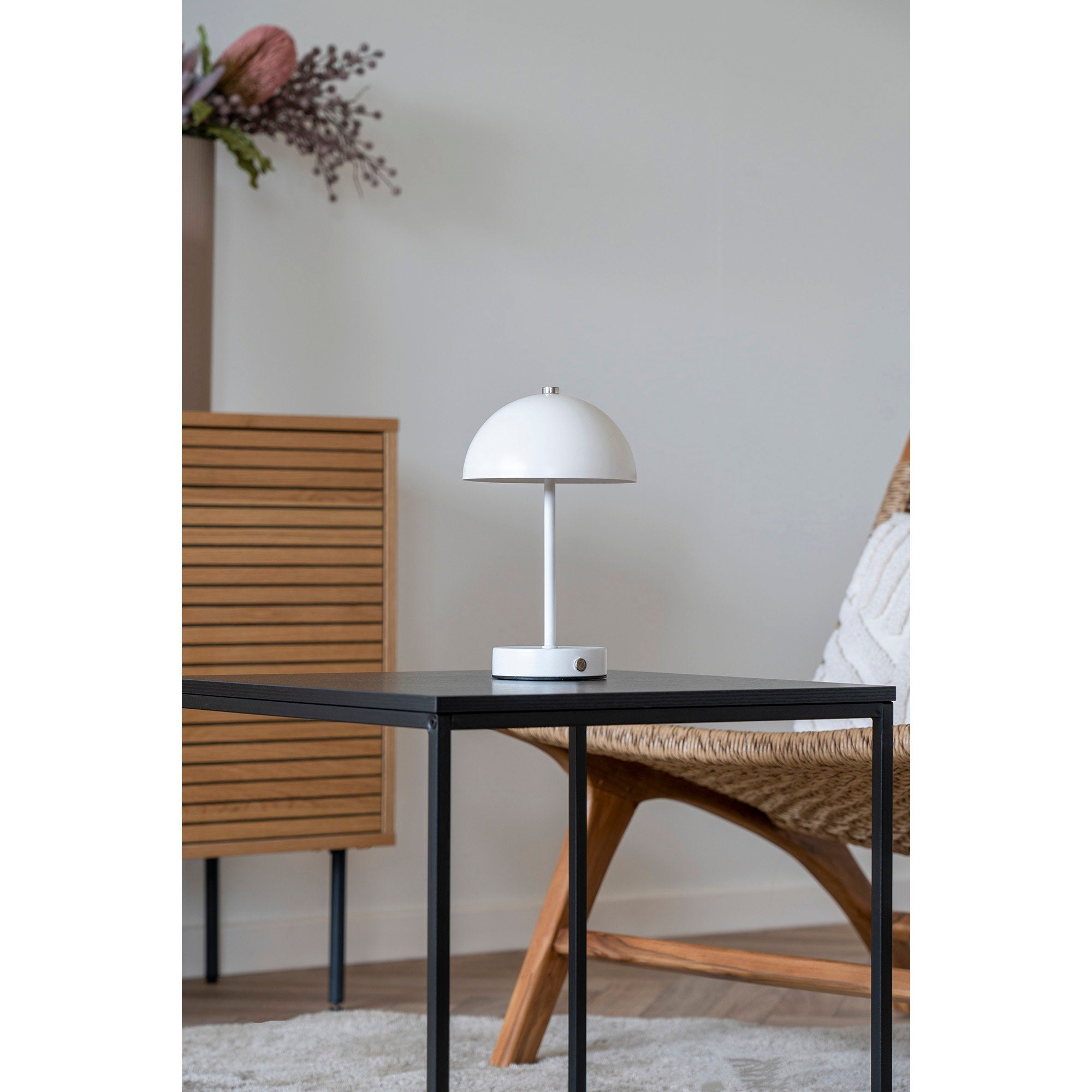 Holt tafellamp - oplaadbare tafellamp, metaal, wit/staal